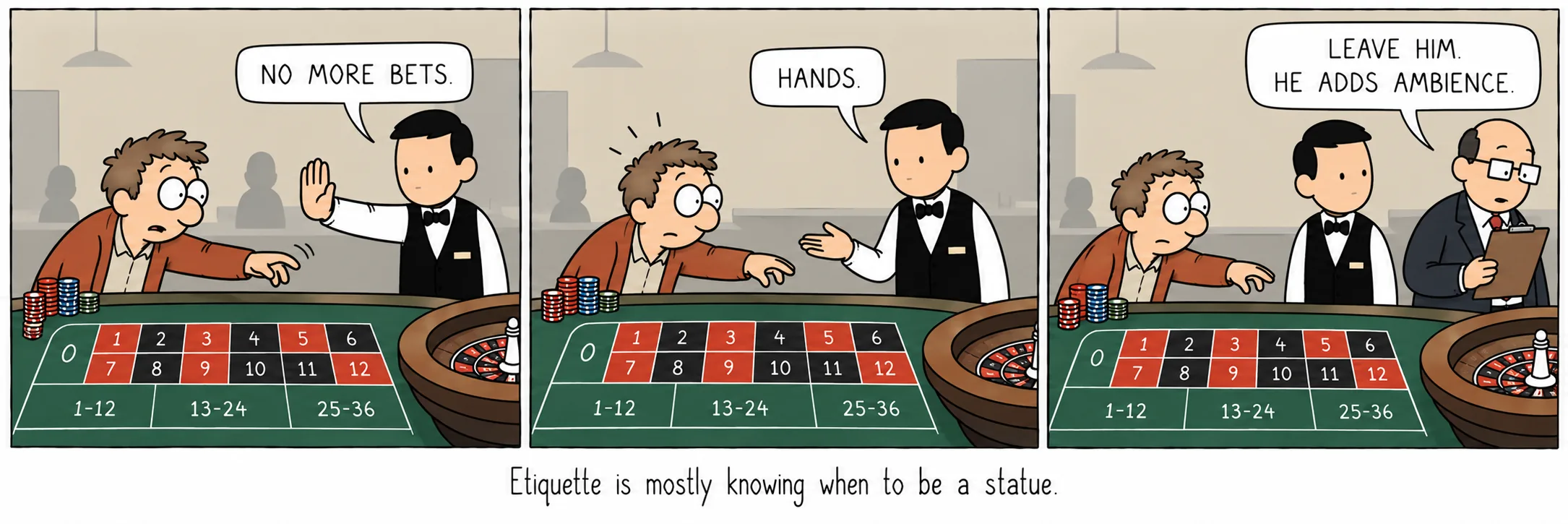 Il galateo è per lo più sapere quando fare la statua.